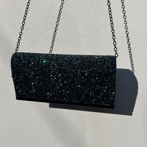 Small black and blue sparkly evening purse